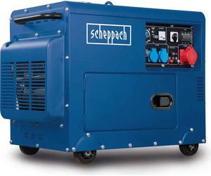 Scheppach Générateur diesel SG5200D | Démarrage électrique | 7,7CV | 5000W | 2x 230V 1x 400V | Réservoir 16L | Système AVR | Générateur d'électricité y compris dispositif de déplacement