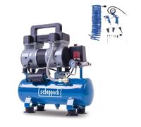 Scheppach HC08Si Compresseur ultra silencieux Avec 14 Accessoires inclus | 8bar | Cuve de 6L | 1,5CV / 1100W | Sans huile & entretien réduit | Débit d'aspiration 162 L/min | Compresseur silencieux