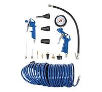 Scheppach Kit d'accessoires pour compresseur | 14 pièces Accessoires | Gonfleur de pneus avec manomètre - Soufflette - 10m de tuyau avec raccord rapide