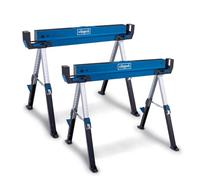 Scheppach Lot de 2 tréteaux de Travail MWB700 - Charge Max 1200kg /600kg | Côtés extensibles - Hauteur de travail variable de 615 à 820 mm - Pieds antidérapants et pieds réglables