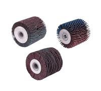 Scheppach Lot de 3 brosses abrasives - Brosse à bandes abrasives, brosse à bandes abrasives et brosse pour surfaces en bois incurvées - Diamètre extérieur/intérieur : 60/13 mm - Convient pour ponceuse