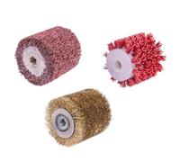 Scheppach Lot de 3 brosses abrasives | Brosse en fil de laiton, brosse en fibre synthétique et brosse en fil de nylon | Diamètre extérieur / intérieur 60/13 mm | Convient pour ponceuse de rénovation