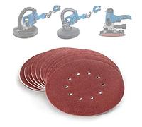 Scheppach Lot de 60 papiers abrasifs pour ponceuse murale et de plafond | Disques abrasifs 215mm velcro - 10x chacun K80/100/120/150/180/240 | 10 trous | Pour ponceuse cloisons sèches DS200 - DS920