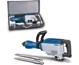 Scheppach Marteau de démolition AB1600 | 1600 watts | 50 joules | in ixation hexagonale Ø 30mm burins pointus et plats et coffret métallique | Marteau de forage et à béton