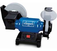 Scheppach Meuleuse double BG200 | 230V 550W - Pierre Ø200 mm | K36 / K60 | Pare-étincelles | Support de pièce & Dresseur de pierre à aiguiser | Réservoir d'eau