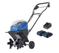 Scheppach Motobineuse sans fil BC-MT300-X - Largeur de travail de 30 cm - Profondeur de travail : 20 cm - Vitesse de rotation : 140 min-1 - Série IXES 20 V - Avec 2 batteries de 2 Ah et chargeur