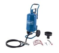 Scheppach Pistolet de sable mobile SBT-20 avec tuyau de 2,5 m - Consommation d'air : 250 l/min - Pression de fonctionnement : 4 - 8 bar - Volume : 20 l - Jet 13 l - Ø 0,1-0,63 mm - Perles de verre