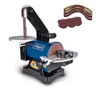 Scheppach Ponceuse à Bande et à disque BTS700 | Puissance 250W | Longueur de bande 762mm-Largeur 25,4mm | Plateau Ø125mm | Table d'appui réglable de 90°à 45° | Vitesse 816min-1 | 12 abrasifs supp.