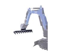 Scheppach Râteau de Pelleteuse pour Mini-Pelle EXC815 - 10 Griffes | Largeur de travail 100cm Pour ratisser la paille ou les mauvaises herbes, tamiser les roches, nivellement et ameublir le sol