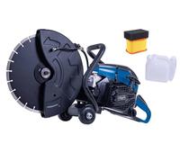 Scheppach Scie à béton PTS400 | 2900 W | Disque de coupe Ø350 mm | Profondeur de coupe 120 mm | Moteur 2 temps de 3,95 CV / 65 cm³ | EasyStart | Découpeuse thermique béton | Filtre de rechange inclus