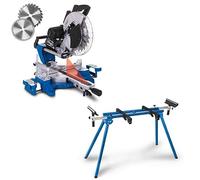 Scheppach Scie à Onglet Radiale HM140L | 2000W | Support UMF1550 Inclus | Largeur de coupe 330mm | Hauteur de coupe 105mm | Lame Ø305mm | Double inclinaison | Table de travail -45°/+45°