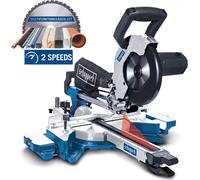 Scheppach Scie à onglets HM90MP | pour bois, alu, acier, plastique, cuivre | hauteur de coupe : 65mm / longueur : 340mm | 1700W avec 2 vitesses | Ø216mm