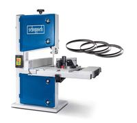 Scheppach Scie à ruban HBS30X - 350W | Hauteur de passage de 80mm | Table de travail de 300mm de large | Table extensible en fonte moulée sous pression | Gabarit de coupe transversale
