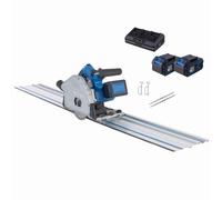 Scheppach Scie circulaire plongeante sans fil BC-PL60-X - Série 20 V-IXES | 2 rails de guidage de 700mm et accessoires - Profondeur coupe 61 mm -Inclinaison 0° à 48°- 2 batteries et chargeur double