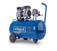 Scheppach Super Silent HC52Si Compresseur à double cylindre | Pression de travail 8 bar | Volume de la chaudière 50 l | Puissance 1100 W, 230 V~ / 50 Hz | Puissance d'aspiration 230 l/min | Sans huile