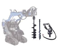 Scheppach Tarière avec unité d'entraînement et 2 tarières Ø 100 et 200 mm | convient pour chargeur compact Scheppach & Woodster, vitesse de rotation : 50 tr/min