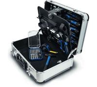 Scheppach TB150 Mallette à outils en aluminium remplie 101 pces Set d'outils | Clé, marteau, pince, tournevis | pour atelier & ménage