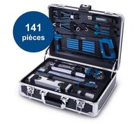 SCHEPPACH TB200 : Coffret d'outils complet, 141 pièces, comprenant des outils en acier chrome-vanadium, une boîte en aluminium verrouillable et des poignées antidérapantes