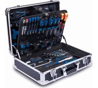 Scheppach TB200 Mallette à outils en aluminium remplie 141 pces Set d'outils | Caisse à outils équipée| Clé, marteau, pince, tournevis
