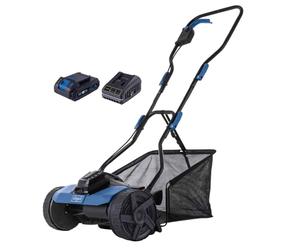 Scheppach Tondeuse à Cylindre C-SPM380-X Sets - 1 Bat 2Ah + Chargeur Inclus | sans fil - Série 20V IXES - largeur de coupe 38 cm - hauteur de coupe 14-38 mm - 5 lames - bac 45L