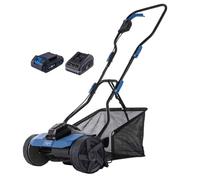Scheppach Tondeuse à Cylindre sans Fil C-SPM380-X - Set S - Série 20V IXES - Largeur de Coupe 38 cm - Hauteur de Coupe 14-38 mm - 5 Lames - bac 45L - 1 Batterie 2Ah + Chargeur Inclus