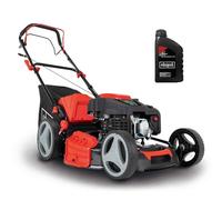 Scheppach Tondeuse à Gazon à Essence MS230-53 4400 W Huile Incluse | Moteur 4 temps 6 CV - Largeur de coupe 53 cm Jardins de 1800 m² - Hauteur de coupe réglable - Bac de 65 l - Fonction mulching