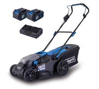 Scheppach Tondeuse sans fil BC-MP430-X 43 cm Brushless 2x20V 4Ah Bac 50 L Chargeur double 4,5A
