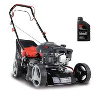 Scheppach Tondeuse à Gazon Thermique MS150-42 | Autotractée - 3,7 CV | Largeur de coupe 42cm | Raccord rapide de nettoyage | Panier 45L | Hauteur - 7 niveaux | Huile moteur incluse