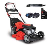 Scheppach Tondeuse à gazon thermique MS150-46E | Autotractée | Démarrage électrique | Moteur 4T| Largeur de coupe 46cm | Panier 55L | Fonction Mulching & Raccord de lavage | Lame supp. + huile incluse