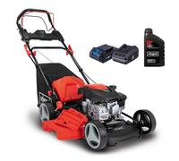 Scheppach Tondeuse à Gazon Thermique MS150-46E | Autotractée | Démarrage électrique | Moteur 4T | Largeur de Coupe 46cm | Panier 55L | Fonction Mulching & Raccord Rapide de Lavage | Huile Incluse