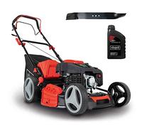 Scheppach Tondeuse Thermique autotractée MS225-53 - Largeur de Coupe 53 cm | Hauteur de Coupe réglable - 65L - Mulching et Nettoyage - Huile Moteur Incluse (avec Huile Moteur + Lame supp.)