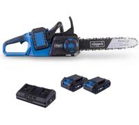 Scheppach Tronçonneuse BC-CS355Duo-X - 2 batteries 2Ah + chargeur inclus | sans fil - Série 20V IXES - Longueur de coupe 33,5 cm - Longueur de guide-chaîne 14" / 35,6 cm - Vitesse de coupe 15 m/s