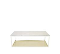 Scherlin Table basse 11 marbre blanc. structure laquée blanc. plateau en laiton