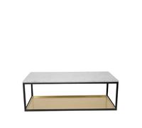 Scherlin Table basse 11 marbre blanc. structure laquée noir. plateau en laiton