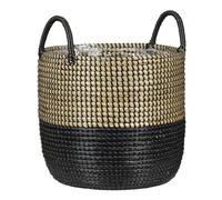 Scheurich Jonc de mer 27 - Jardinière en osier avec poignées en jonc de mer - Couleur : noir naturel - Diamètre : 27 cm - Hauteur : 23,5 cm - Volume : 13,1 l