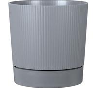 Scheurich LINO+, jardinière en plastique, couleur : Pure Grey, 39 cm de diamètre, 38 cm de hauteur, 32 l de capacité.