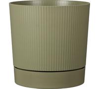 Scheurich LINO+, jardinière en plastique, couleur : vert mousse, 39 cm de diamètre, 38 cm de hauteur, 32 l de capacité.