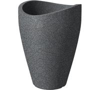 Scheurich Wave Globe High 67, Vase/Pot À Fleurs/Jardinière, Cylindrique, Coloris: Granit Noir, Fabriqué Avec Du Plastique Recyclé, Pour L'extérieur