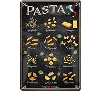 schilderkreis24 Plaque en tôle avec inscription « Pasta Spaghetti Lasagne Tortellini » - Plaque décorative vintage rétro humour, cadeau amusant, anniversaire, Noël, idéal pour la cuisine - 20 x 30 cm