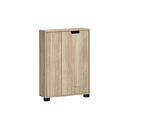 Schildmeyer 159448 Emmik Buffet Haut avec décor chêne Blanc, à Rayures, 59,8 x 19,5 x 85,2 cm