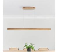 Schindora LED Suspension Luminaire Bois Pour Cuisine,100Cm Naturel Lustre Salon Avec TéLéCommande,Hauteur RéGlable,30W Lampe Moderne Luminaires IntéRieur Pour Chambre Bar Billard