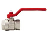 Schläfer 0933132, Vanne à boule 1/2 pouce Femelle en laiton avec poignée à levier rouge pour eau et huile, Valve avec filetage interne interne universel à Passage total. DN15 Made in Italy