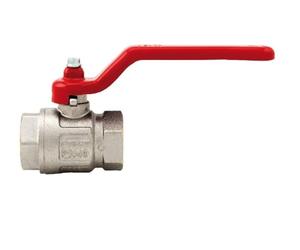 Schläfer 0933132, Vanne à boule 1/2 pouce Femelle en laiton avec poignée à levier rouge pour eau et huile, Valve avec filetage interne interne universel à Passage total. DN15 Made in Italy