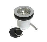 Schläfer 3439705 - Bonde d'évier inox avec bouchon sans trop plein, Bonde évier à panier, Bonde à bouchon évier inox Ø70-1/2", Bonde à bouchon pour évier inox 1 bac percé