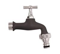 Schläfer 435720 - Robinet de jardin coloré 1/2" x 3/4", robinet d'extérieur avec porte-caoutchouc à greffage rapide et levier, noir mat