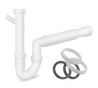 Schläfer 439304 | Siphon d'évacuation d'évier universel, tuyau flexible 1" 1/2, raccord lave-vaisselle, lave-linge, raccord mural Ø40/50 mm