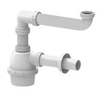 Schläfer 4395301 | Siphon universel 1 1/2 - diam. 40 mm, réglable en hauteur, gain de place, rapide et facile à nettoyer, Siphon à flasque peu encombrant blanc.