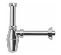 Schläfer 4396115 | Siphon chromé ABS 1 1/4 pour lavabo et bidet, bonde d'évier universel, siphon en plastique chromé anti-odeurs, diamètre du tuyau d'évacuation mural : 32 mm.