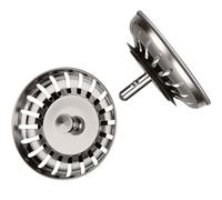 Schläfer 439722 - Lot de 2 bacs d'évier de 3,5" pour excentrique 83 mm en acier inoxydable - Passoire d'évier avec fonction bouchon - Pièce de rechange - Passoire d'évier de cuisine