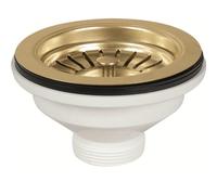 Schläfer 439728 | Bonde d'échappement pour lavabo type panier en PVD doré, sans trop plein, avec raccord de 1"1/2 et trou de Ø 90 mm, bonde Ø 114 mm, bonde standard en acier inoxydable avec vis et